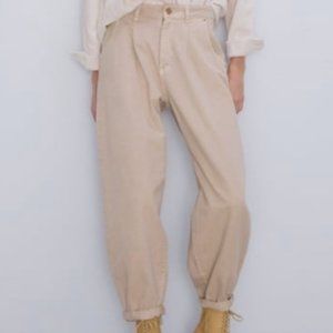 Zara Z1975 Slouchy Darted Jeans Ecru